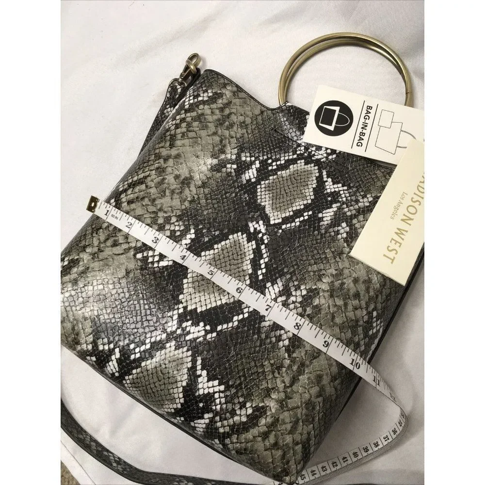 Madison West Los Angeles Bag in a Bag Combo Clutch purse snakeskin faux leather_6